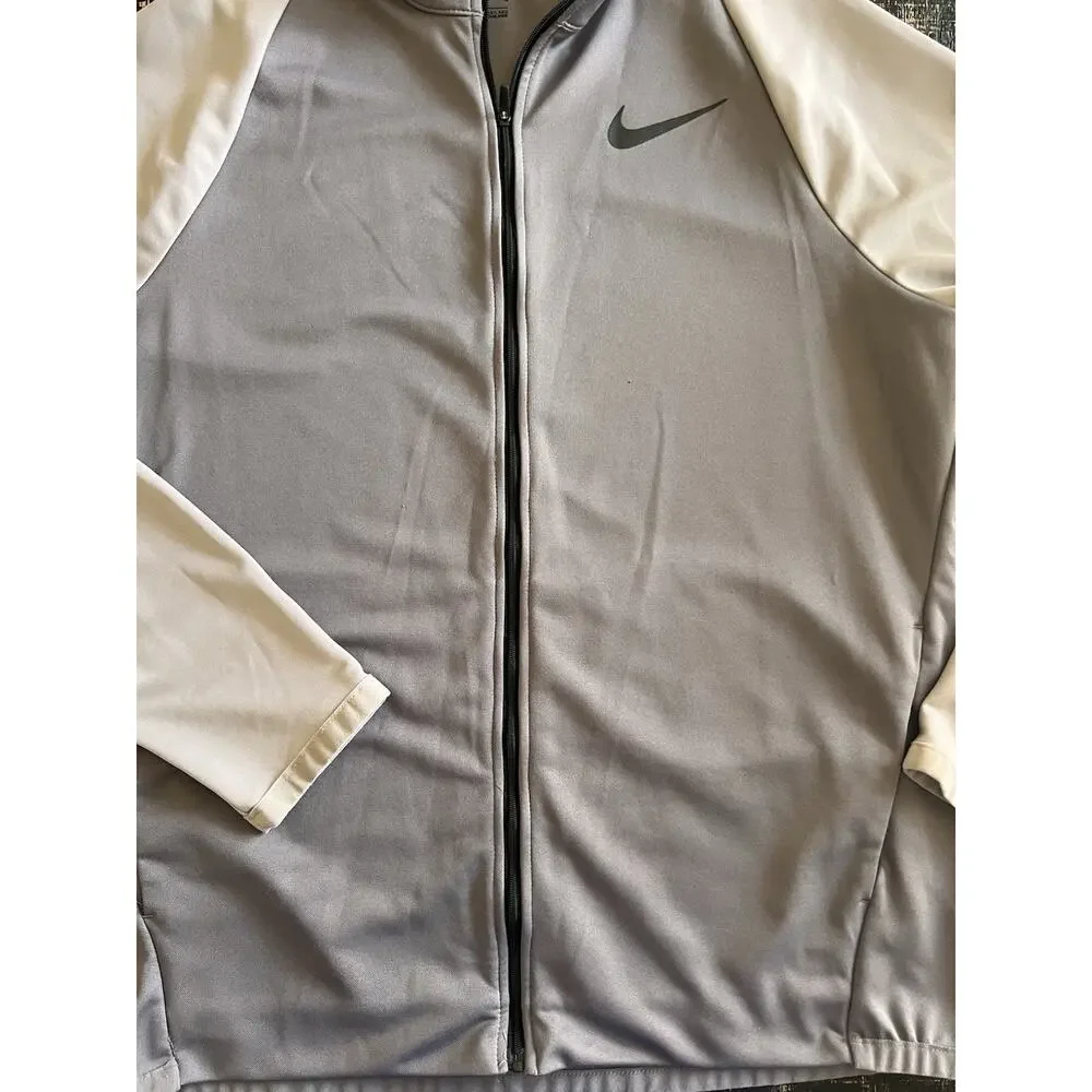 Nike Dri-Fit Full‎ Zip Track Jacket Mens Gray Athletic Training Running Medium